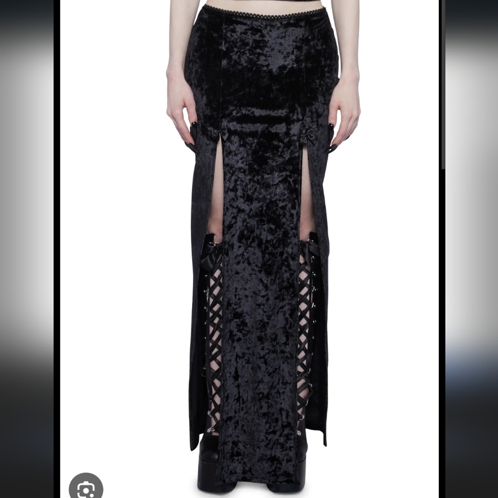 Dolls Kill Black Velvet Maxi Skirt